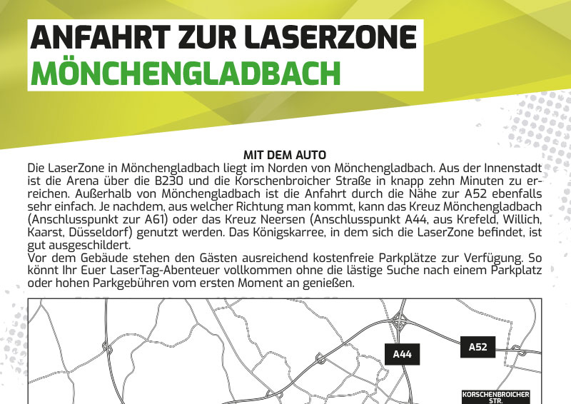 Anfahrtbeschreibung Lasertag Laserzone Mönchengladbach