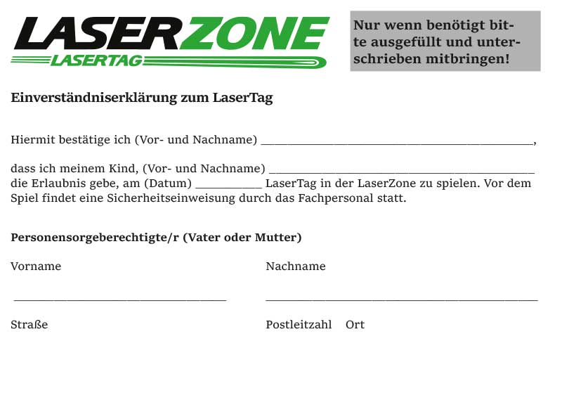 Einverstandniserklarung Zum Lasertag In Der Laserzone Kiel Laserzone