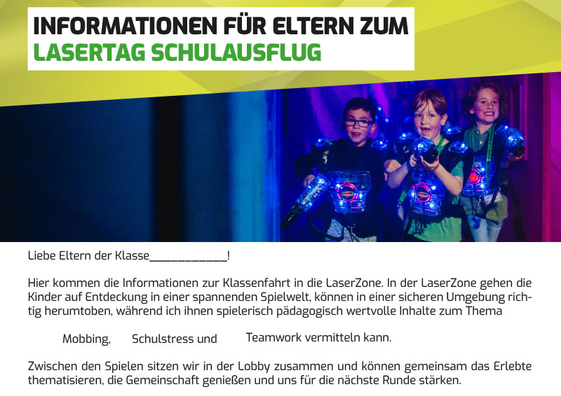 Lasertag Schulausflug Elternbrief und Antwortvorlage